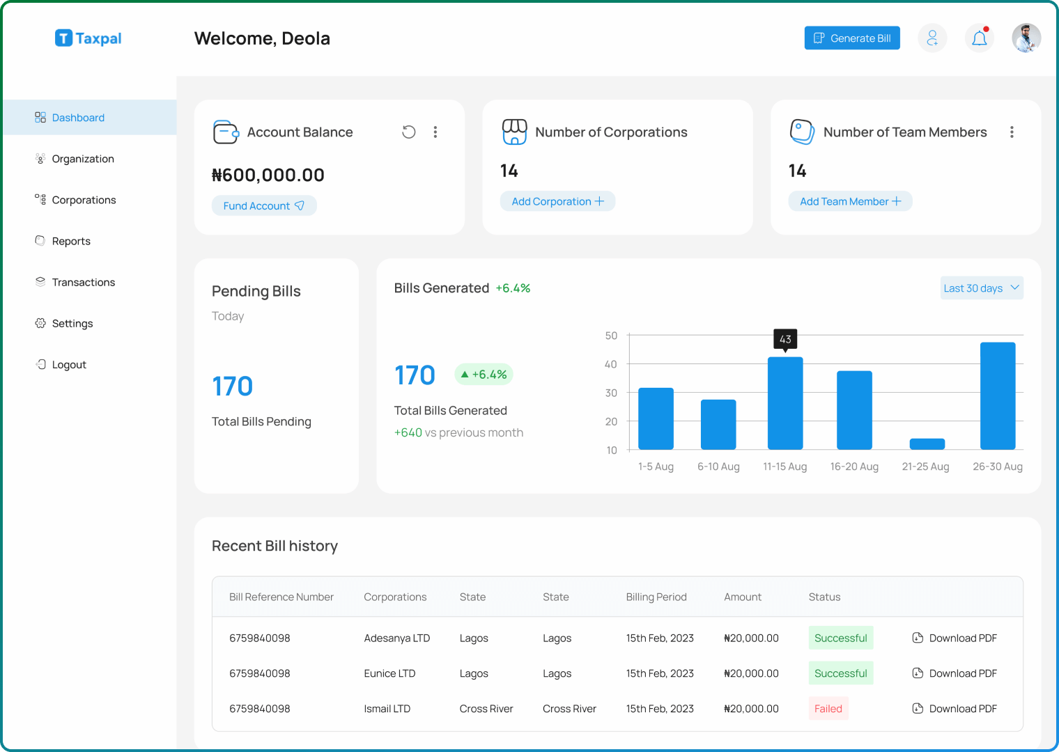 Taxpal Dashboard